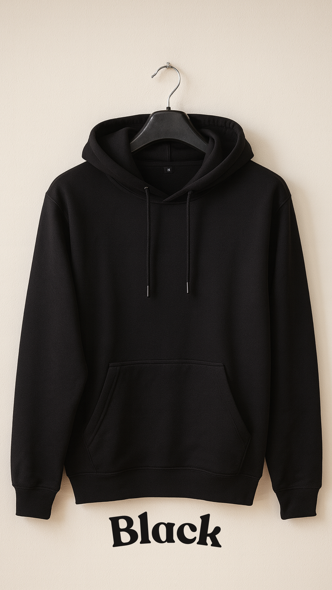 Premium 300 GSM Black Hoodie for Men